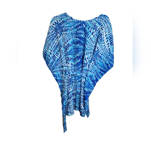 Beach Vibrant Blues Swim Coverup with Belt - Crochet  Size S/M P/M - EUC - Picture 2 of 6